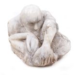 20TH CENTURY SCHOOL 'Baptism', sculpture in alabaster, unsigned, 33cm x 24cm x 26cm