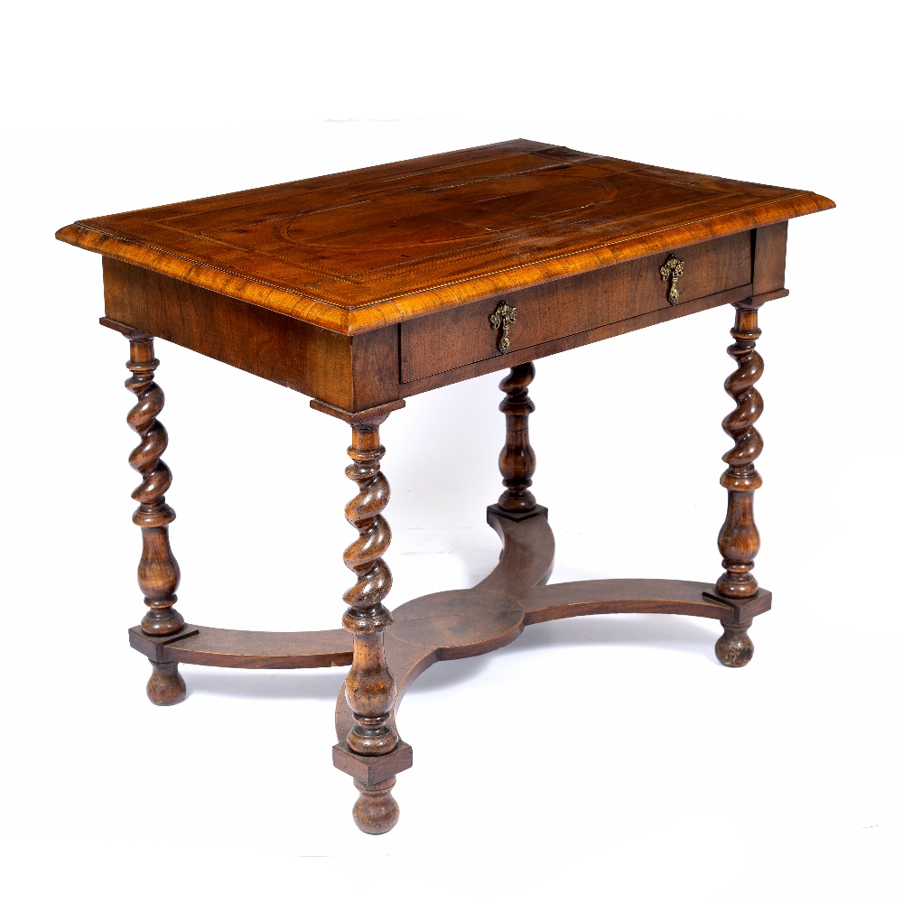 AN 18TH CENTURY WALNUT SIDE TABLE with inlaid stringing and banded decoration to the top with - Image 2 of 7