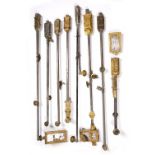 A GROUP OF VARIOUS FRENCH ORMOLU DOOR BOLTS AND PART DOOR LOCKS, 19 pieces in all