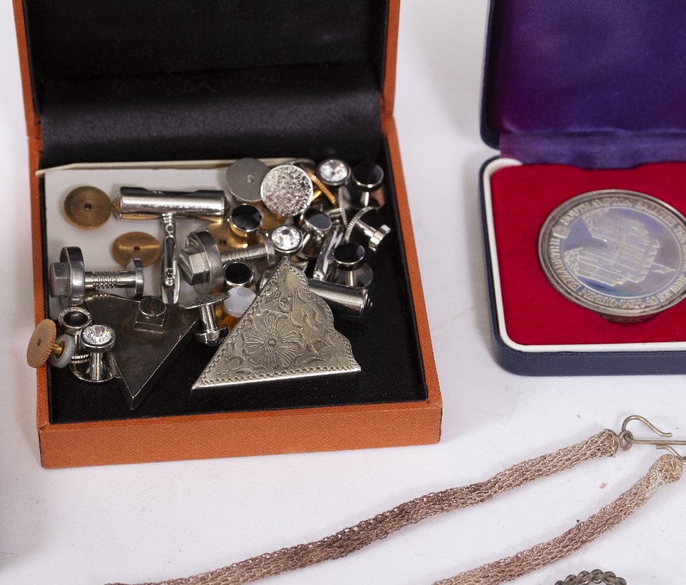 A COLLECTION OF COSTUME JEWELLERY cufflinks, World War II medals and wristwatches At present, - Image 5 of 7