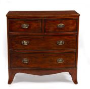 A GEORGE III SATINWOOD BOW FRONT CHEST OF DRAWERS with two short and two long drawers, having