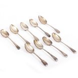NINE GEORGIAN FIDDLE PATTERN SILVER SPOONS with marks for London Weight: 519.2g Condition: Spoons in