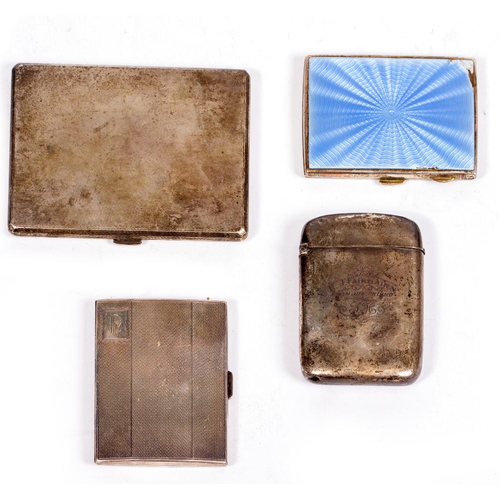 A SMALL QUANTITY OF SILVER CIGARETTE AND VESTA CASES with marks for Birmingham and London, one