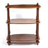 A VICTORIAN WALNUT THREE TIER WHATNOT 75cm wide x 45cm deep x 94cm high Condition: generally good