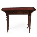 A LATE VICTORIAN WALNUT DESK with a red leather inset top, the drawer stamped W Walker & Sons,