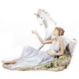 LLADRO 'THE GODDESS AND THE UNICORN' 06007, 35cm wide x 28cm high Condition: in good condition,