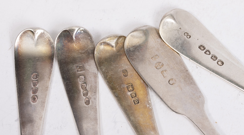 ELEVEN GEORGIAN AND EARLY VICTORIAN SILVER TABLE SPOONS various marks and dates, 660 grams in weight - Image 2 of 3