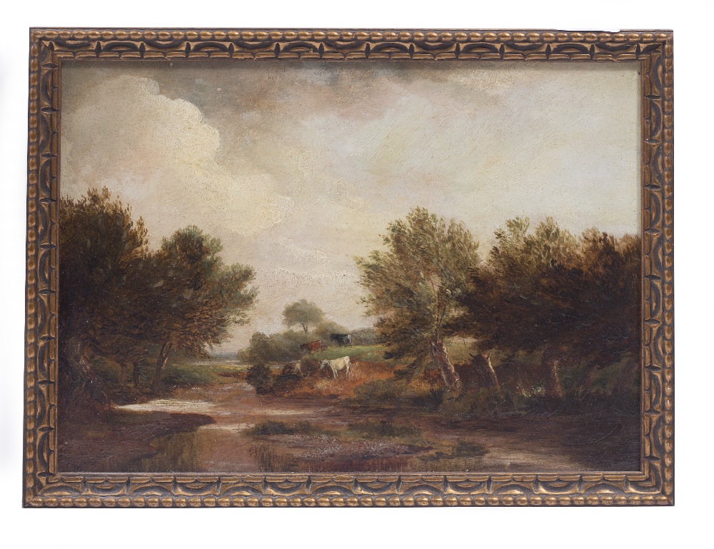 A PAIR OF ANTIQUE OIL ON BOARD PAINTING depicting river scenes, each 24cm x 34cm and mounted in gilt - Image 2 of 3