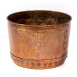 AN ANTIQUE RIVETED COPPER COPPER 49.5cm diameter x 35cm high Condition: surface marks, scratches and