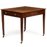 A GEORGE III MAHOGANY LIBRARY TABLE the rectangular top with single drawer to one side and slides to