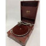 A SELECTA DOUBLE TWO PORTABLE GRAMOPHONE the case 28.5cm wide x 36cm deep x 17cm high together