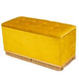 A YELLOW DRAYLON UPHOLSTERED OTTOMAN STOOL 91cm wide x 38cm deep x 46cm high Condition: in good