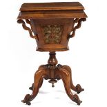 A VICTORIAN WALNUT SEWING TABLE 48cm wide x 39cm deep x 71cm high Condition: veneer lifting on
