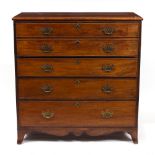 A 19TH CENTURY MAHOGANY SECRETAIRE CHEST the secretaire drawer opening to reveal pigeon holes and