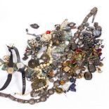 A COLLECTION OF COSTUME JEWELLERY AND BEADS including a Longines wristwatch etc At present, there is