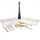 A COLLECTION OF FRENCH CHRISTOFLE SILVER PLATED CUTLERY to include knives, forks and servers and a