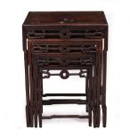 A LATE 19TH/ EARLY 20TH CENTURY CHINESE QUARTETTO OF HARDWOOD TABLES the largest is 54cm wide x 39cm