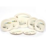 MIDWINTER POTTERY RIVIERA PATTERN with drawings by Hugh Casson to include six plates and one serving
