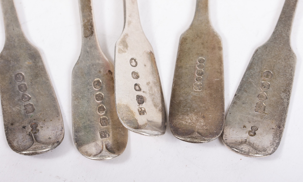 A QUANTITY OF GEORGIAN AND LATER SILVER FIDDLE PATTERN SPOONS all with marks for London and - Image 2 of 3