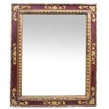 A 19TH CENTURY GILDED GESSO RECTANGULAR FRAME mounted with a later mirror plate, 128cm x 151cm Ex