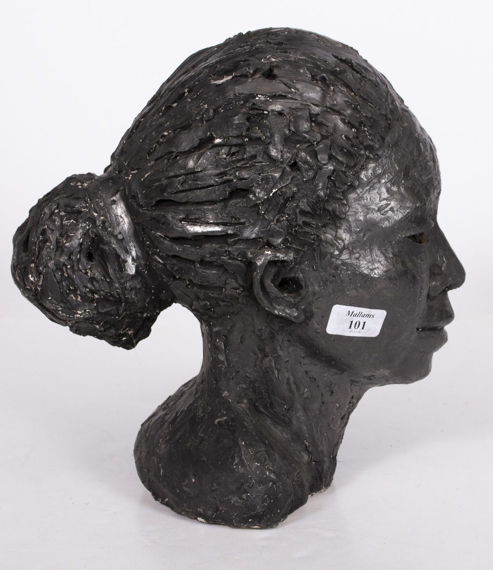 A CERAMIC SCULPTURE depicting a female head, 19cm x 31cm Condition: some minor surface scratches - Image 4 of 5