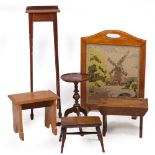 A MIXED LOT to include a mahogany torchiere, 27cm wide x 94cm high; an Edwardian mahogany wine