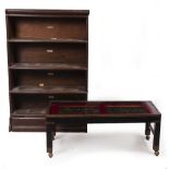 A OAK GLOBE WERNICKE FOUR SECTION BOOKCASE glazed doors missing, 87cm wide x 27cm deep x 136cm