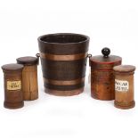 A FRENCH OAK AND COPPER BOUND WINE BUCKET by Gerald LaFitte circa 1930, 23.5cm diameter x 24cm