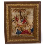 A 19TH CENTURY BERLIN NEEDLEWORK PICTURE 39cm x 50cm mounted in a gilded oak frame, 65cm x 76cm