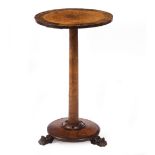 A LATE 19TH / EARLY 20TH CENTURY BURR WALNUT AND ROSEWOOD BANDED OCCASIONAL TABLE with a circular