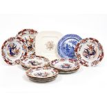 TWELVE VICTORIAN MASONS IRONSTONE CHINA PLATES of varying sizes, eleven approximately 23cm diameter,