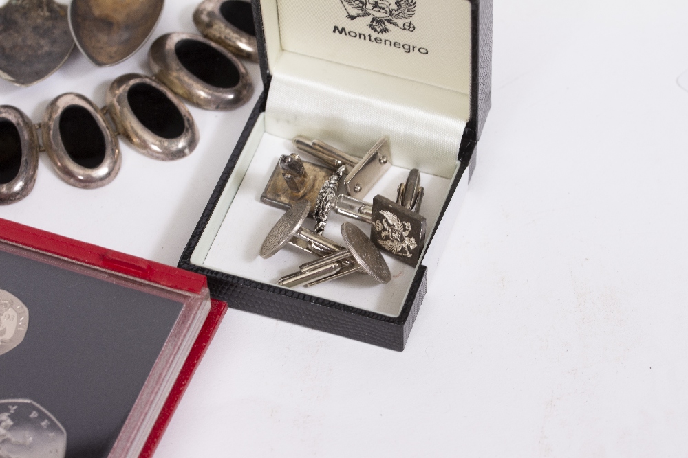 A COLLECTION OF COSTUME JEWELLERY cufflinks, World War II medals and wristwatches At present, - Image 4 of 7