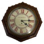 A VICTORIAN DIAL CLOCK with an octagonal oak case, a fusee movement numbered 5405, the enamelled