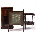 AN EDWARDIAN ROSEWOOD CABINET with a single panelled and glazed door, on a plinth base with