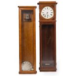 A LATE 19TH / EARLY 20TH CENTURY WALNUT CASED REGULATOR TYPE WALL CLOCK the silvered dial with roman