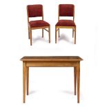 A MID 20TH CENTURY GORDON RUSSELL TEAK EXTENDING DINING TABLE with square taping legs and one