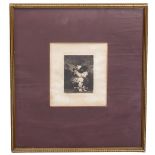 AFTER GOYA 'Le Prisonnier' , etching, 9cm x 7cm Condition: foxing, paper creased, mounted in a
