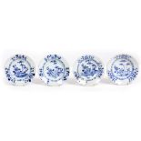 A MATCHED SET OF FOUR 18TH CENTURY CHINESE BLUE AND WHITE PORCELAIN SHALLOW BOWLS each with floral