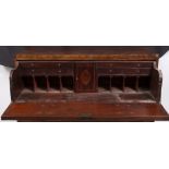 A 19TH CENTURY MAHOGANY SECRETAIRE CHEST with brass handles and ogee bracket feet, 107cm wide x 54cm