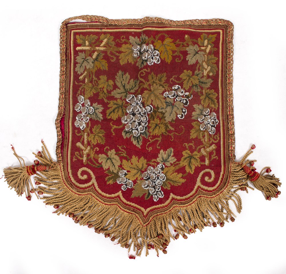 A VICTORIAN NEEDLEWORK BANNER depicting a parrot on a fruiting branch and with deer and a leopard - Image 5 of 8