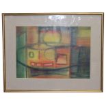 KATHLEEN BELL Abstract watercolour, signed lower right, 24cm x 33cm, framed and glazed, 38cm x