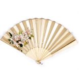 A GROUP OF NINE EARLY 20TH CENTURY FANS some with hand painted decoration in various states of