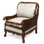 AN EARLY 20TH CENTURY BERGERE ARMCHAIR 64cm wide x 80cm deep x 78cm high Condition: caning generally