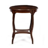 A 19TH CENTURY CIRCULAR ROSEWOOD OCCASIONAL TABLE with decorative inlay including a small group of