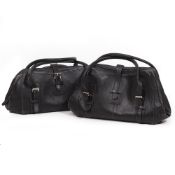 TWO LEATHER HANDBAGS by Lowe of similar design, the largest approximately 48cm wide Condition: