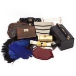 A VINTAGE LOUIS VUITTON LEATHER CLUTCH BAG 25cm wide together with further various handbags, an