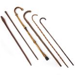 A GROUP OF SIX VARIOUS WALKING STICKS all in used condition (6) At present, there is no condition