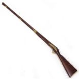 A 19TH CENTURY PERCUSSION CAP LONG BARRELLED GUN the lock plate signed 'Kelland', complete with