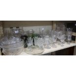 A COLLECTION OF GLASSWARE, 19TH CENTURY AND LATER to include jugs, bowl, a pair of spiraling vases