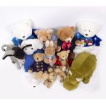 A COLLECTION OF STUFFED TOYS to include a vintage Merrythought hippo, a Merrythought donkey and a